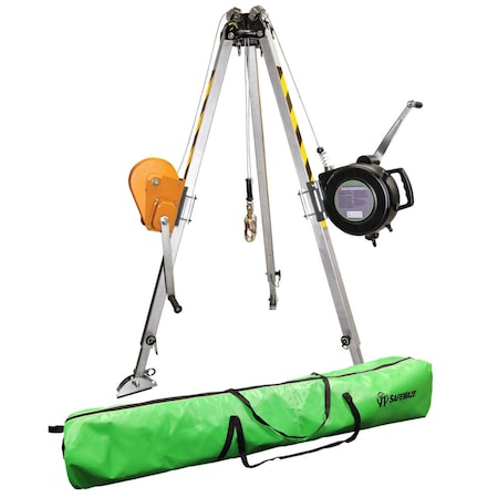 Safewaze 7ft Adjustable Tripod Kit, 65ft Material Winch, 65ft 3-Way, Storage Bag 019-11003